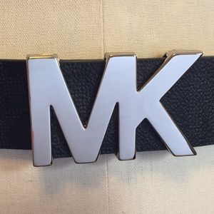 Michael Kors Medium Black and silver logo belt